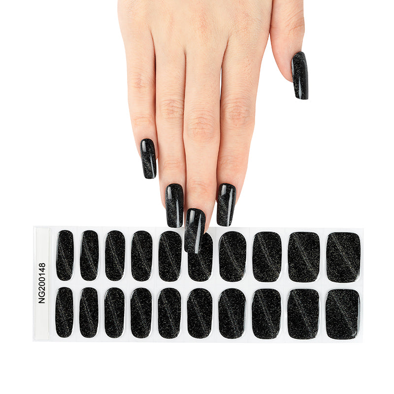 Semi-Cured Gel Nail Wraps NG200148/ Black Design