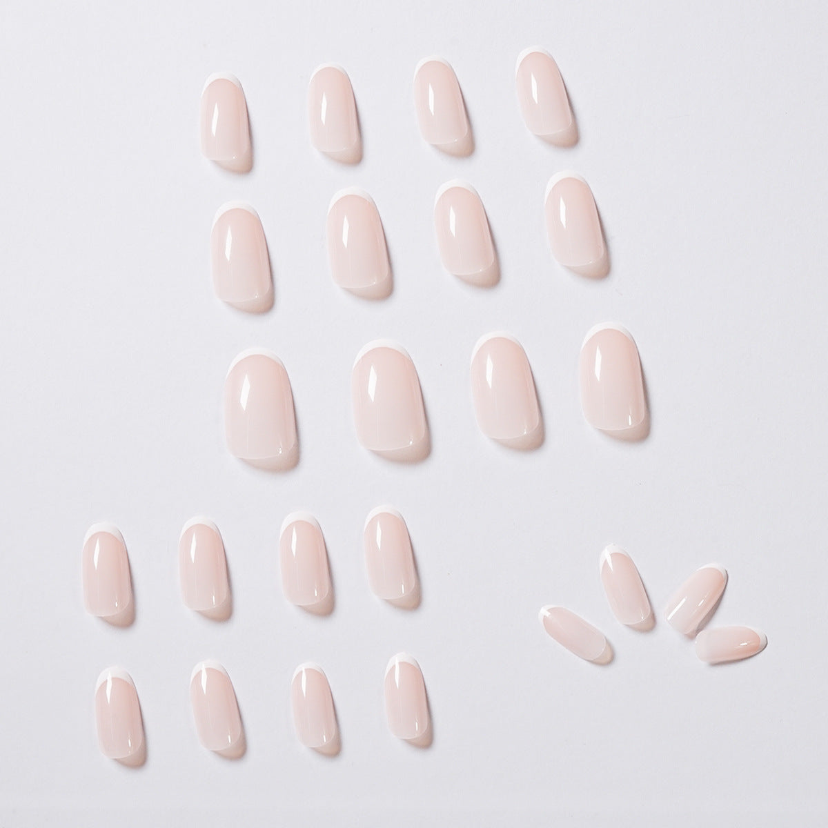 Acrylic Press-On Nails JP986/ Nude French Round