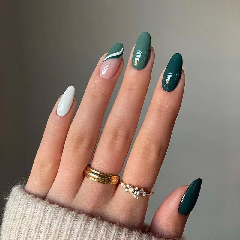 Acrylic Press-On Nails JP1572/ Green Design