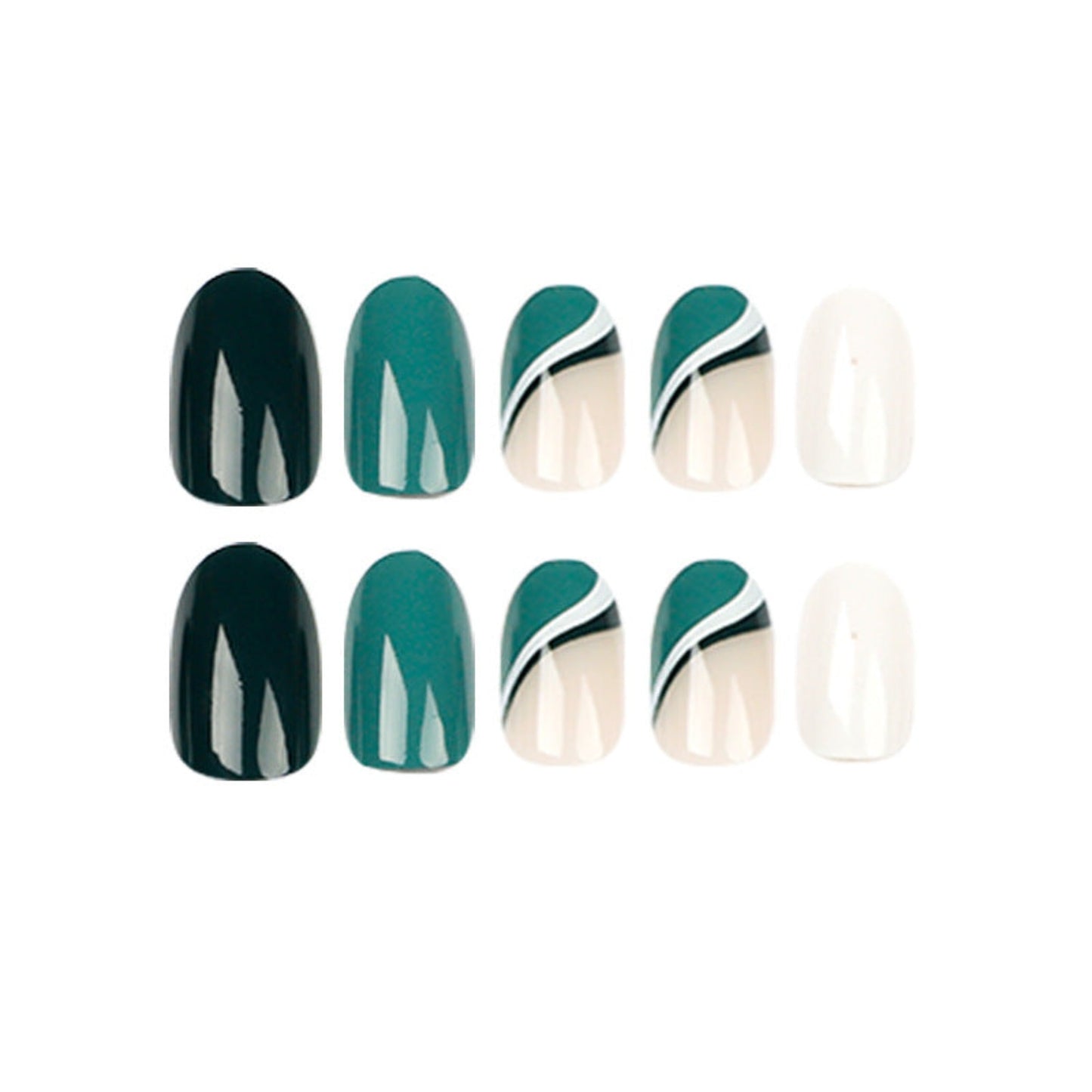 Acrylic Press-On Nails JP1572/ Green Design