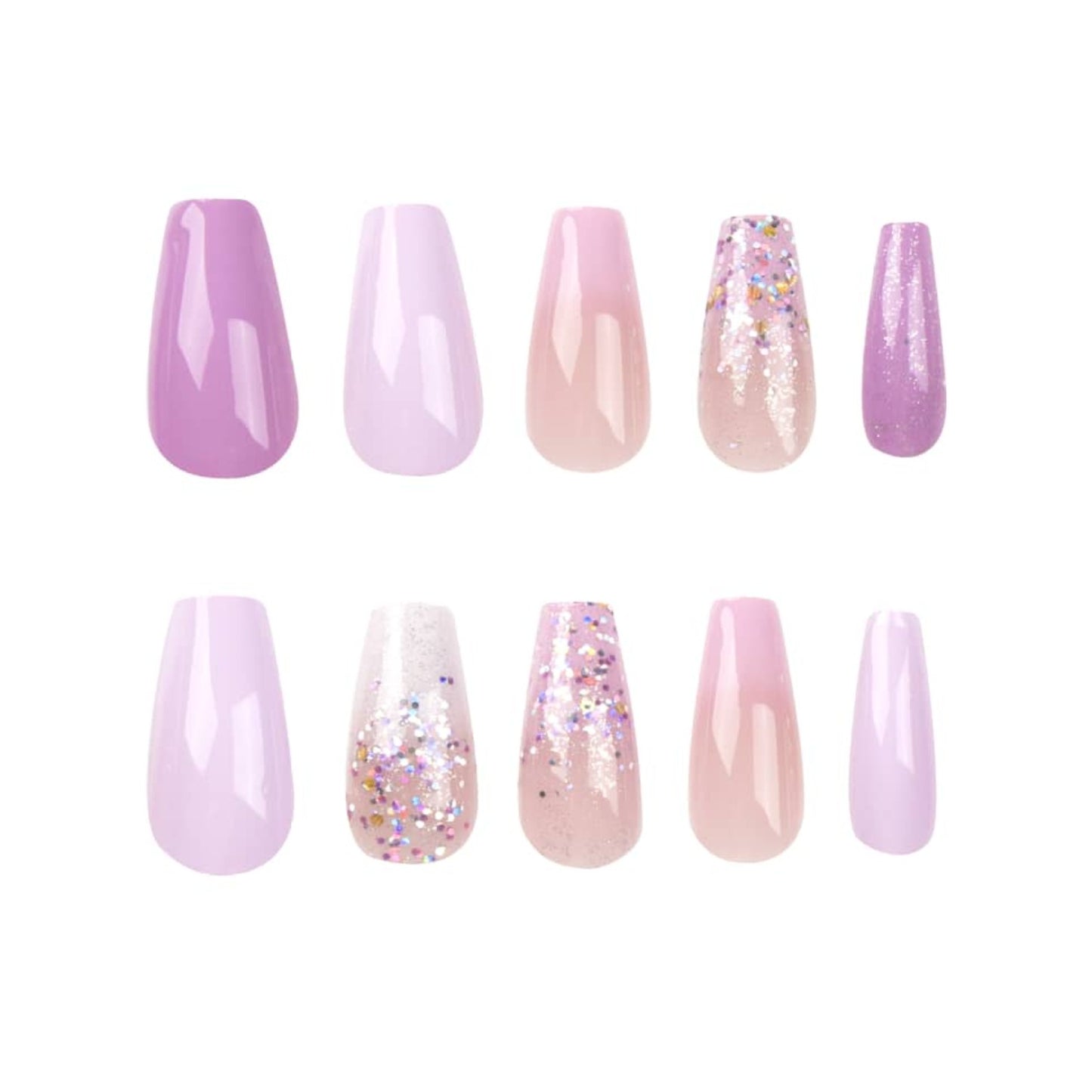 Acrylic Press-On Nails JP2578/ Glitter Pink Design