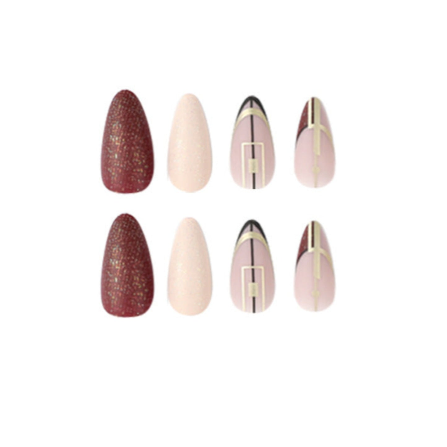 Acrylic Press-On Nails JP2094/ Brown Design