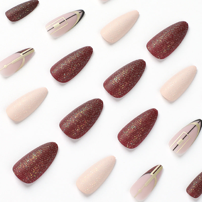 Acrylic Press-On Nails JP2094/ Brown Design