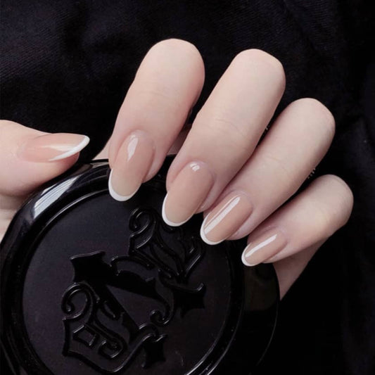 Acrylic Press-On Nails JP986/ Nude French Round