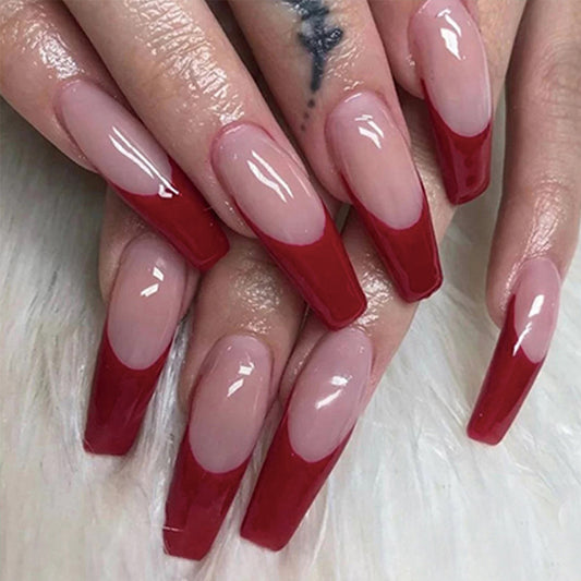 Acrylic Press-On Nails JP1028/ Red French