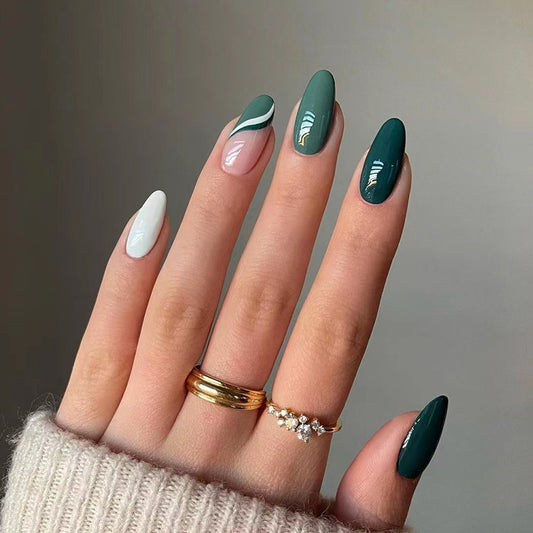 Acrylic Press-On Nails JP1572/ Green Design