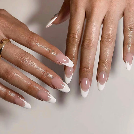 Acrylic Press-On Nails JP2418/ French Almond
