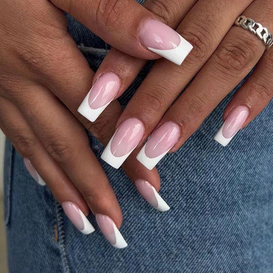 Acrylic Press-On Nails JP2150/ French Square Round