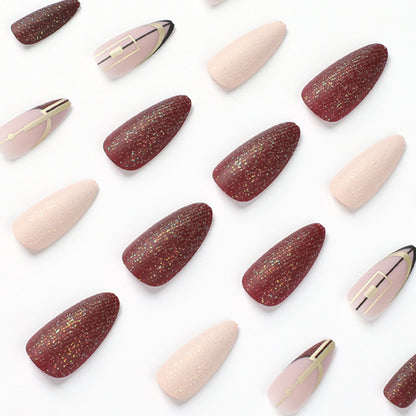 Acrylic Press-On Nails JP2094/ Brown Design