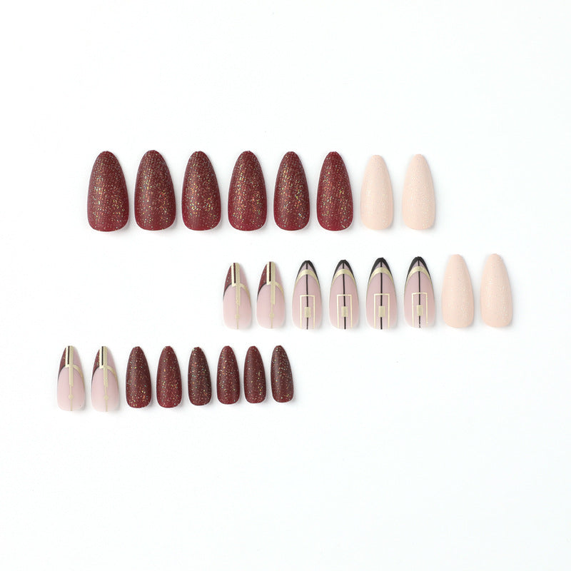 Acrylic Press-On Nails JP2094/ Brown Design