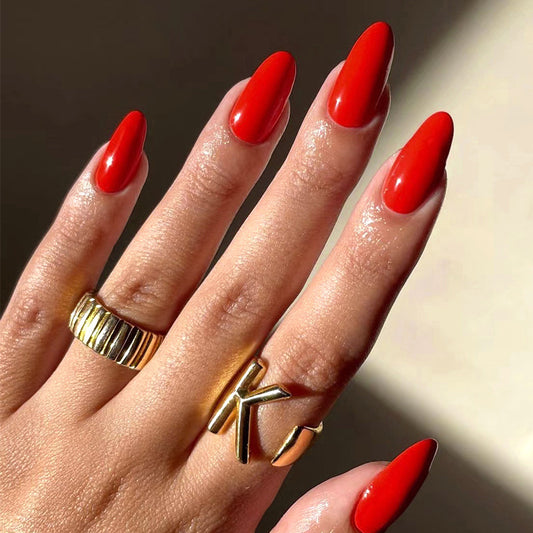 Acrylic Press-On Nails JP2065/ Classic Red Round